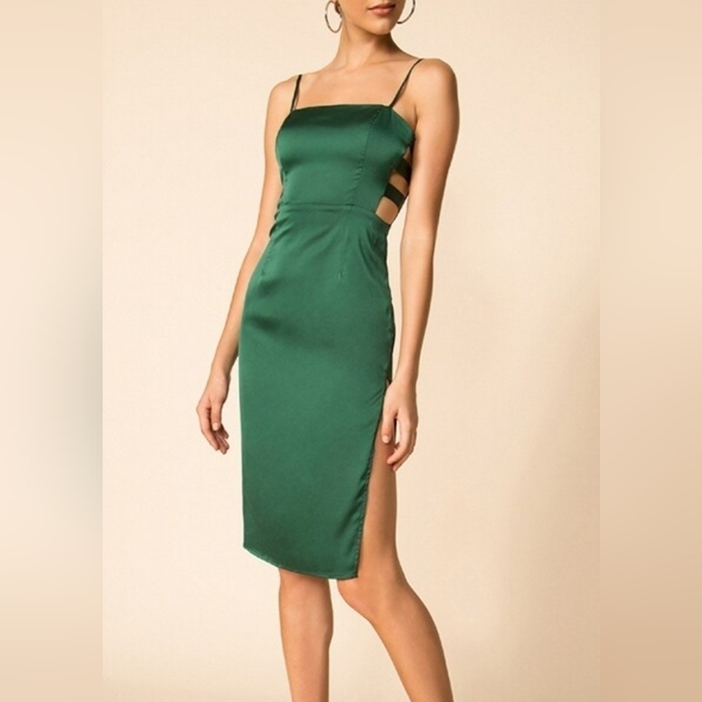 Green Satin Slip Dress Size XXS